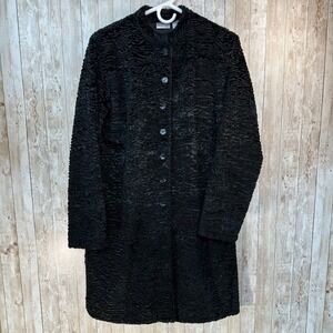 Chicos Black Velvet Textured Crew Neck 3/4 Sleeve  Special Occasion Coat SZ 1‎